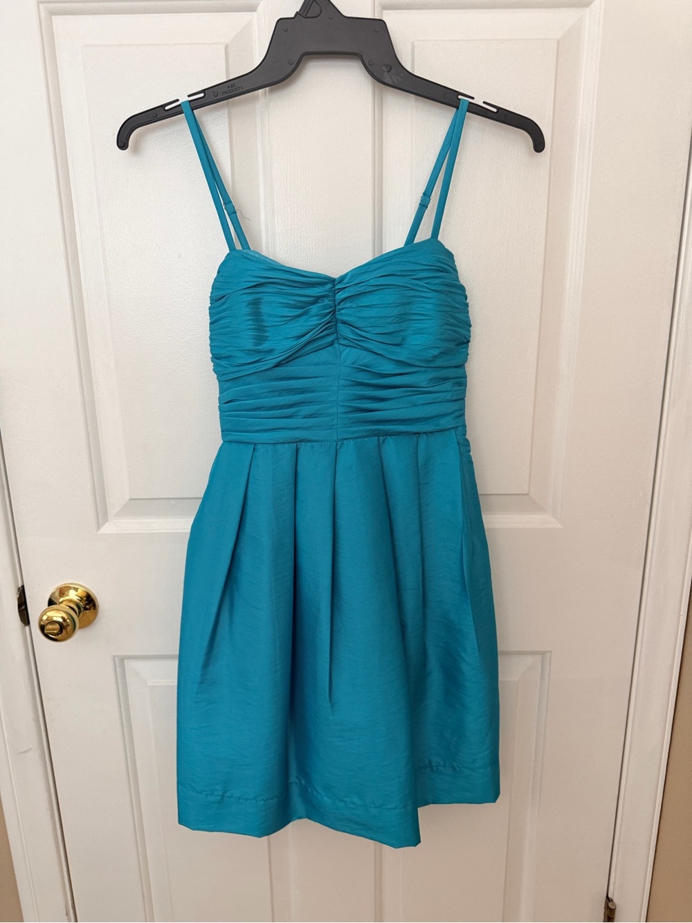 Twenty Teal Ruched Sweetheart Mini Dress